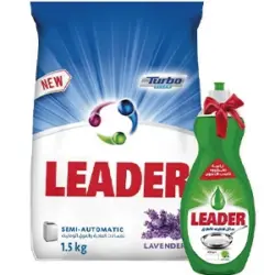 مسحوق ليدر غسيل عادية - 1.5 كجم مع غسول أطباق 600 جم